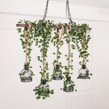 Handcrafted Rustic Wood Beam Chandelier with Natural Accents