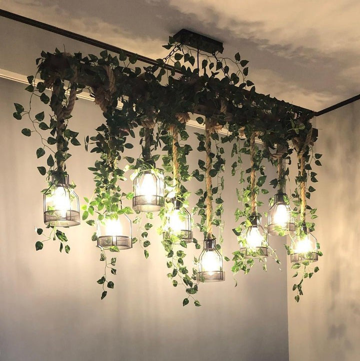 Handcrafted Rustic Wood Beam Chandelier with Natural Accents