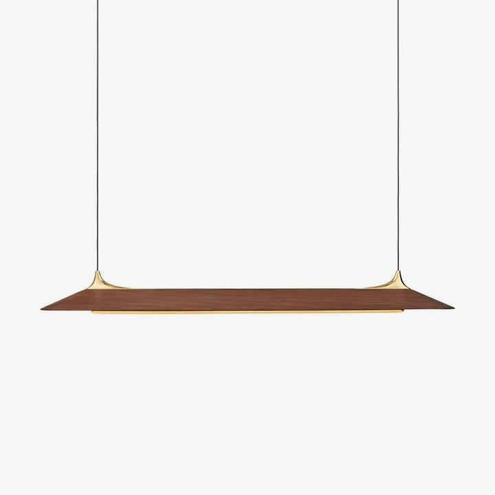 Handcrafted Solid Wood LED Chandelier with Brass Accents