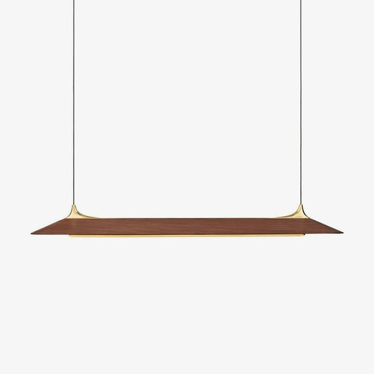 Handcrafted Solid Wood LED Chandelier with Brass Accents
