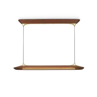 Handcrafted Solid Wood LED Chandelier with Brass Accents