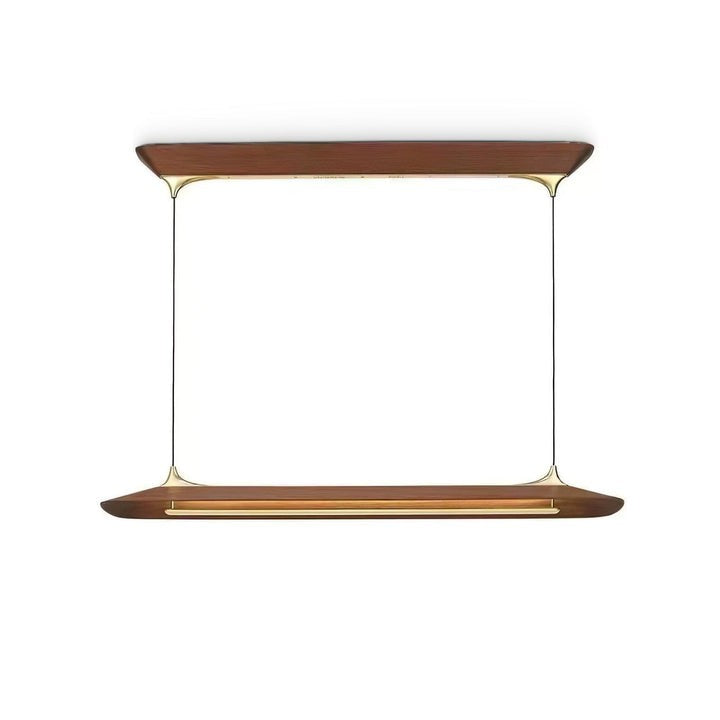 Handcrafted Solid Wood LED Chandelier with Brass Accents