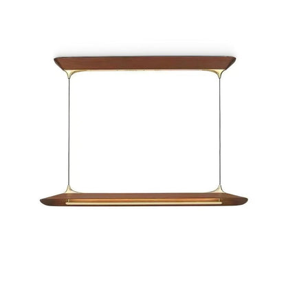 Handcrafted Solid Wood LED Chandelier with Brass Accents
