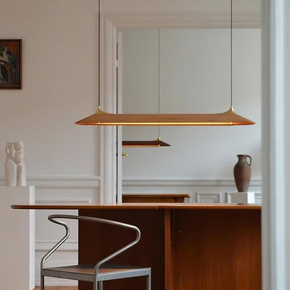 Handcrafted Solid Wood LED Chandelier with Brass Accents