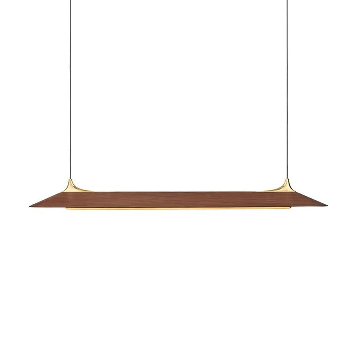 Handcrafted Solid Wood LED Chandelier with Brass Accents