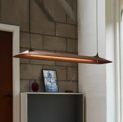Handcrafted Solid Wood LED Chandelier with Brass Accents