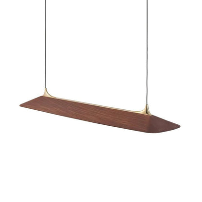 Handcrafted Solid Wood LED Chandelier with Brass Accents