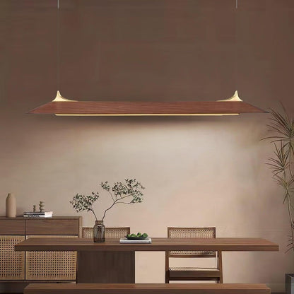 Handcrafted Solid Wood LED Chandelier with Brass Accents