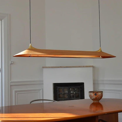Handcrafted Solid Wood LED Chandelier with Brass Accents