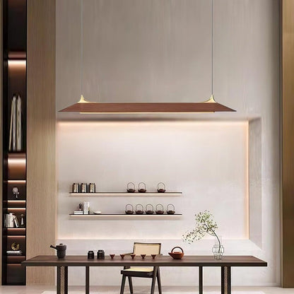 Handcrafted Solid Wood LED Chandelier with Brass Accents