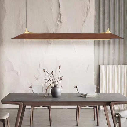 Handcrafted Solid Wood LED Chandelier with Brass Accents