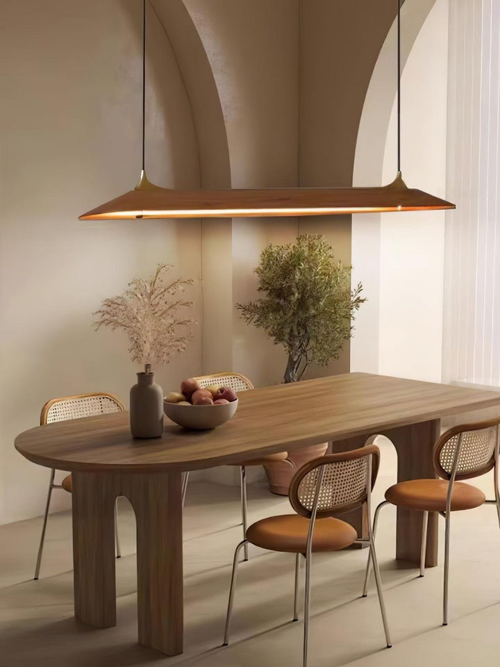 Handcrafted Solid Wood LED Chandelier with Brass Accents
