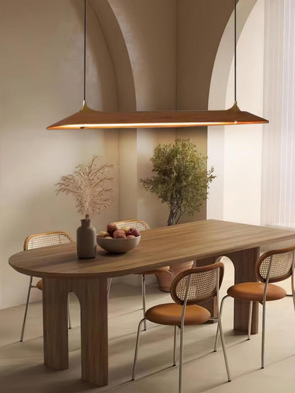 Handcrafted Solid Wood LED Chandelier with Brass Accents