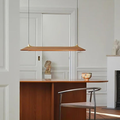 Handcrafted Solid Wood LED Chandelier with Brass Accents