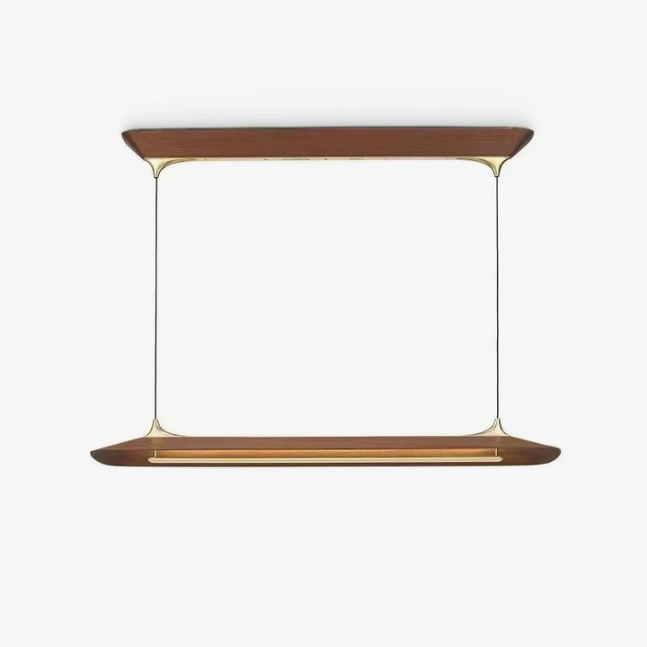 Handcrafted Solid Wood LED Chandelier with Brass Accents