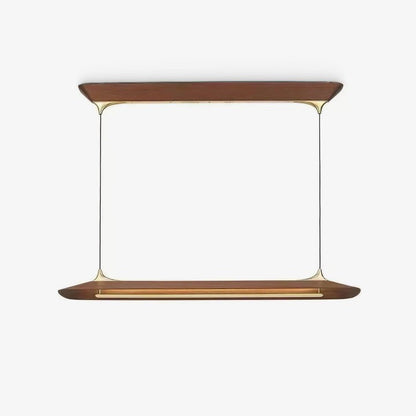 Handcrafted Solid Wood LED Chandelier with Brass Accents
