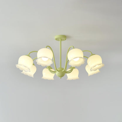 Handcrafted Trumpet Flower Glass Chandelier