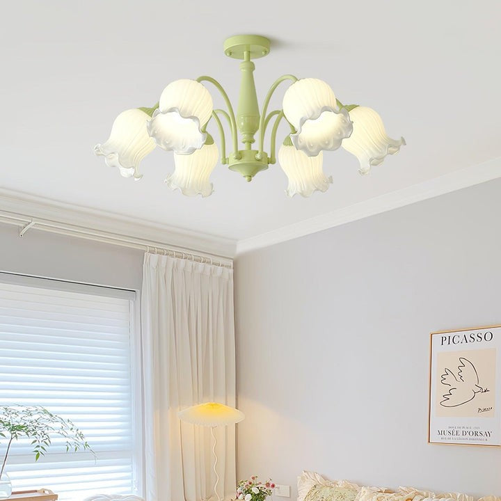 Handcrafted Trumpet Flower Glass Chandelier