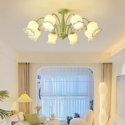 Handcrafted Trumpet Flower Glass Chandelier