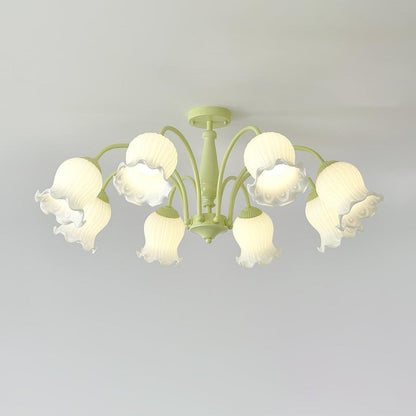 Handcrafted Trumpet Flower Glass Chandelier