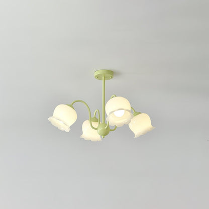 Handcrafted Trumpet Flower Glass Chandelier
