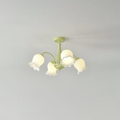 Handcrafted Trumpet Flower Glass Chandelier