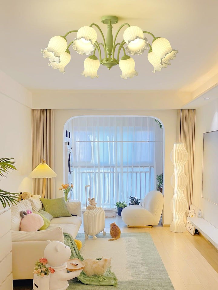 Handcrafted Trumpet Flower Glass Chandelier