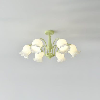 Handcrafted Trumpet Flower Glass Chandelier