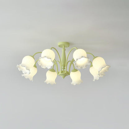 Handcrafted Trumpet Flower Glass Chandelier