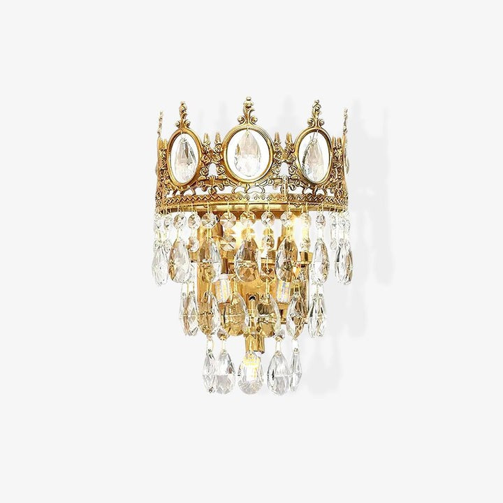 Hand-Cut Crystal Droplet Wall Sconce in Brass Finish