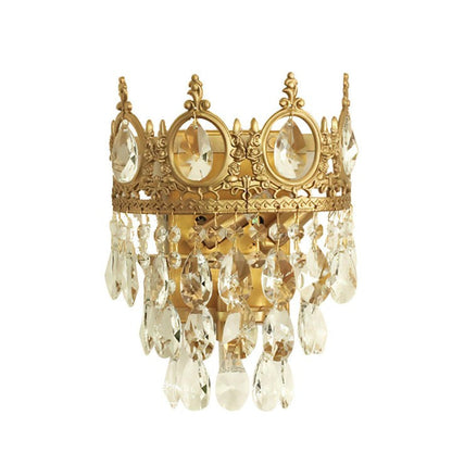 Hand-Cut Crystal Droplet Wall Sconce in Brass Finish