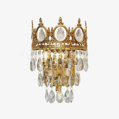 Hand-Cut Crystal Droplet Wall Sconce in Brass Finish