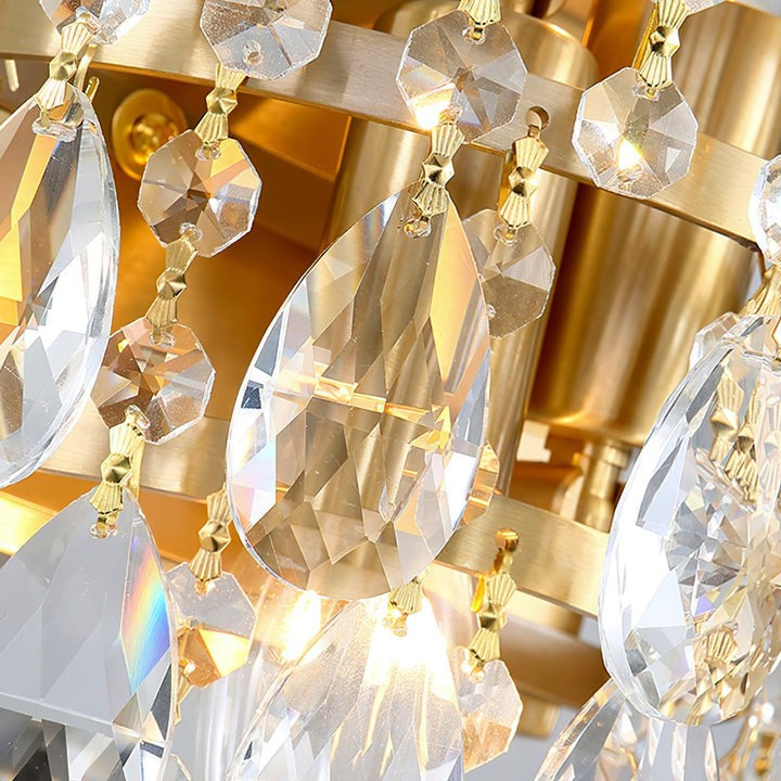 Hand-Cut Crystal Droplet Wall Sconce in Brass Finish