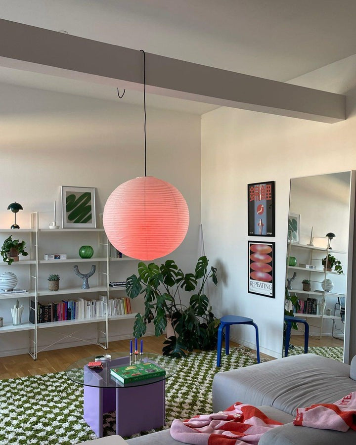 Handmade Round Mulberry Paper Pendant Ceiling Light
