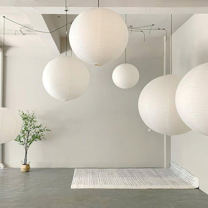 Handmade Round Mulberry Paper Pendant Ceiling Light