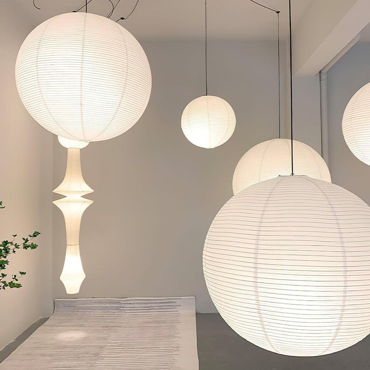 Handmade Round Mulberry Paper Pendant Ceiling Light