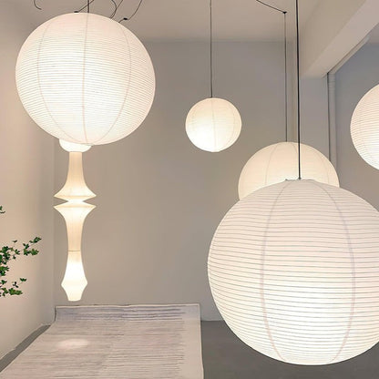 Handmade Round Mulberry Paper Pendant Ceiling Light