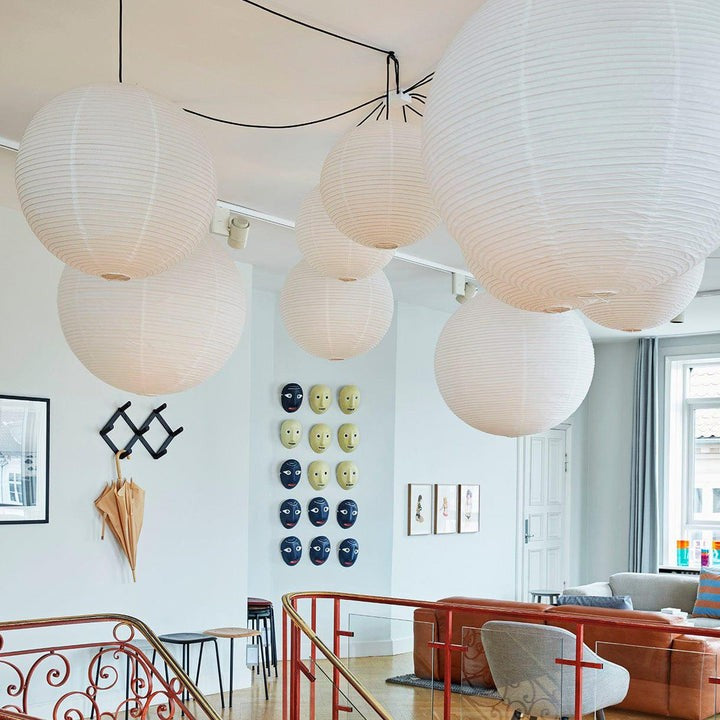 Handmade Round Mulberry Paper Pendant Ceiling Light