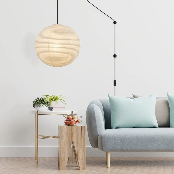 Handmade Round Mulberry Paper Pendant Ceiling Light