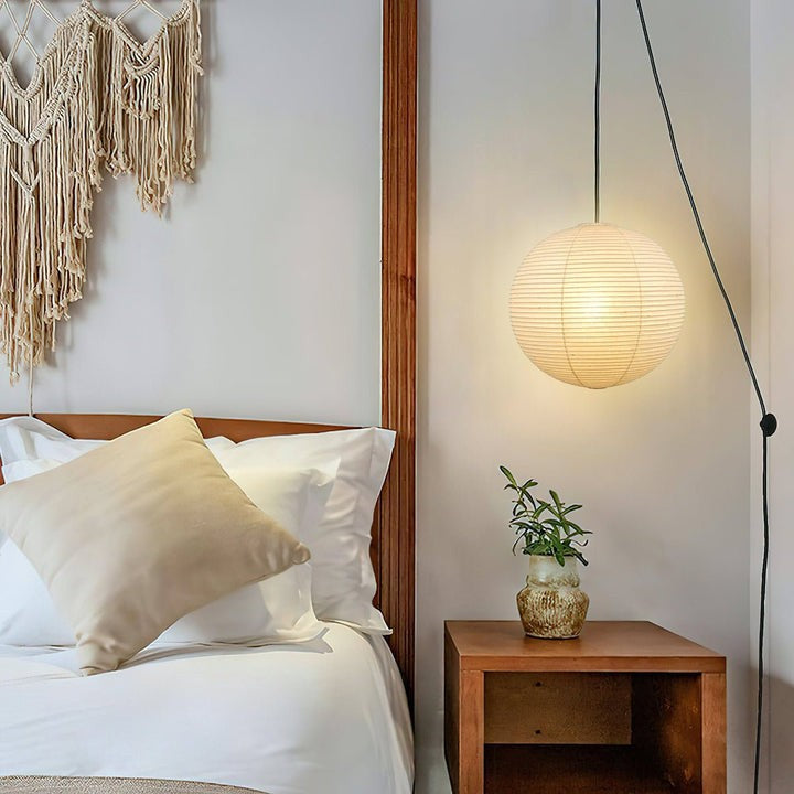Handmade Round Mulberry Paper Pendant Ceiling Light