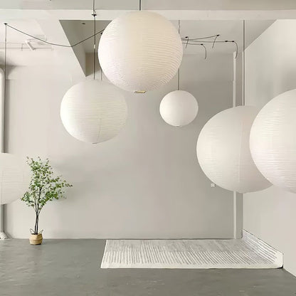 Handmade Round Mulberry Paper Pendant Ceiling Light