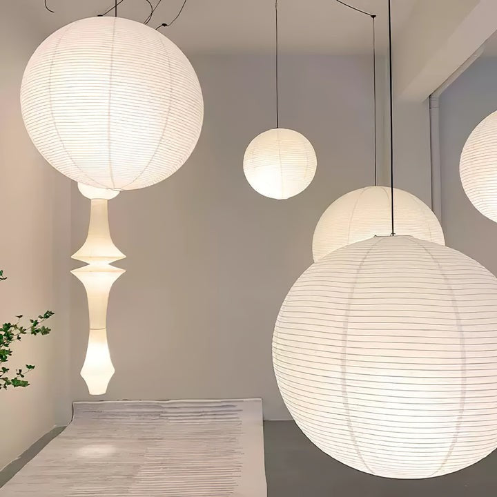 Handmade Round Mulberry Paper Pendant Ceiling Light