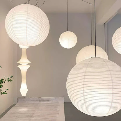 Handmade Round Mulberry Paper Pendant Ceiling Light