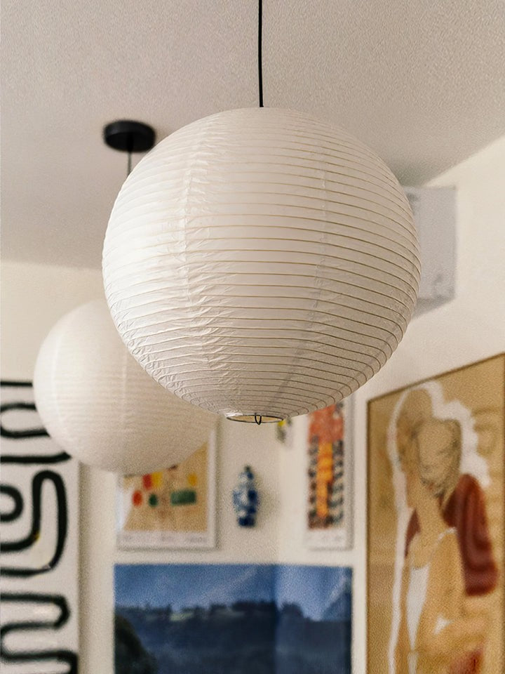 Handmade Round Mulberry Paper Pendant Ceiling Light