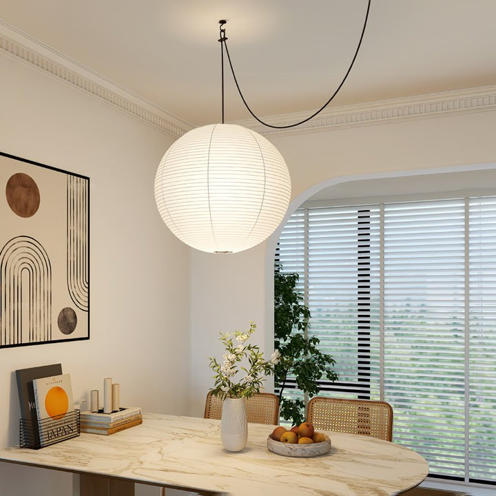 Handmade Round Mulberry Paper Pendant Ceiling Light