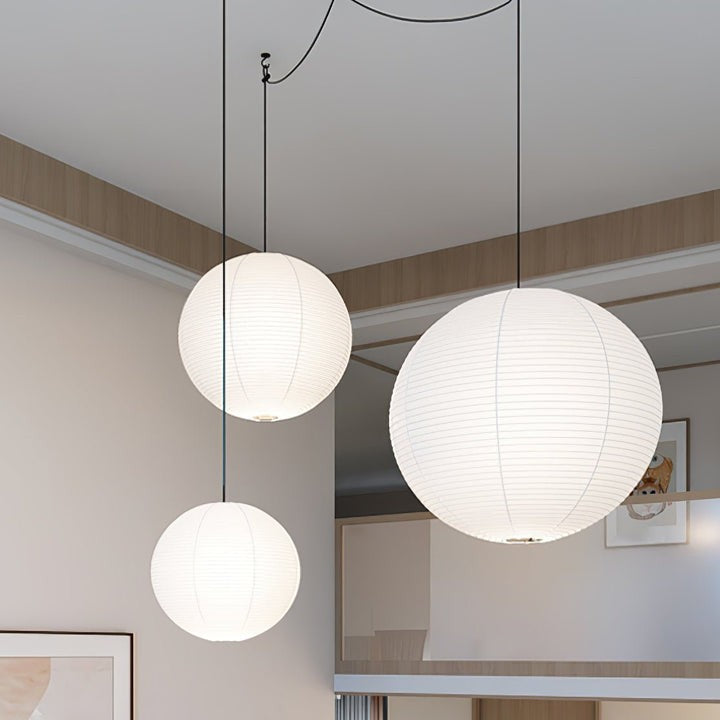 Handmade Round Mulberry Paper Pendant Ceiling Light