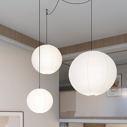 Handmade Round Mulberry Paper Pendant Ceiling Light