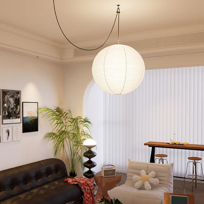 Handmade Round Mulberry Paper Pendant Ceiling Light