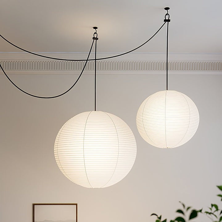Handmade Round Mulberry Paper Pendant Ceiling Light