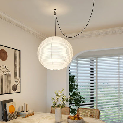 Handmade Round Mulberry Paper Pendant Ceiling Light